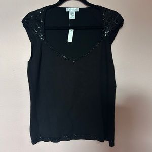Nwt Silk White House Black Market Evening Sequin Knitted Top